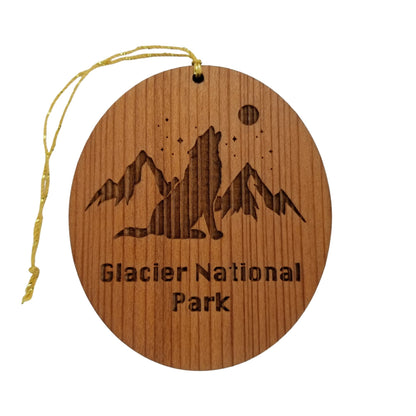 Wholesale Glacier National Park Ornament - Howling Wolf Moon Stars Mountains - Wood Souvenir