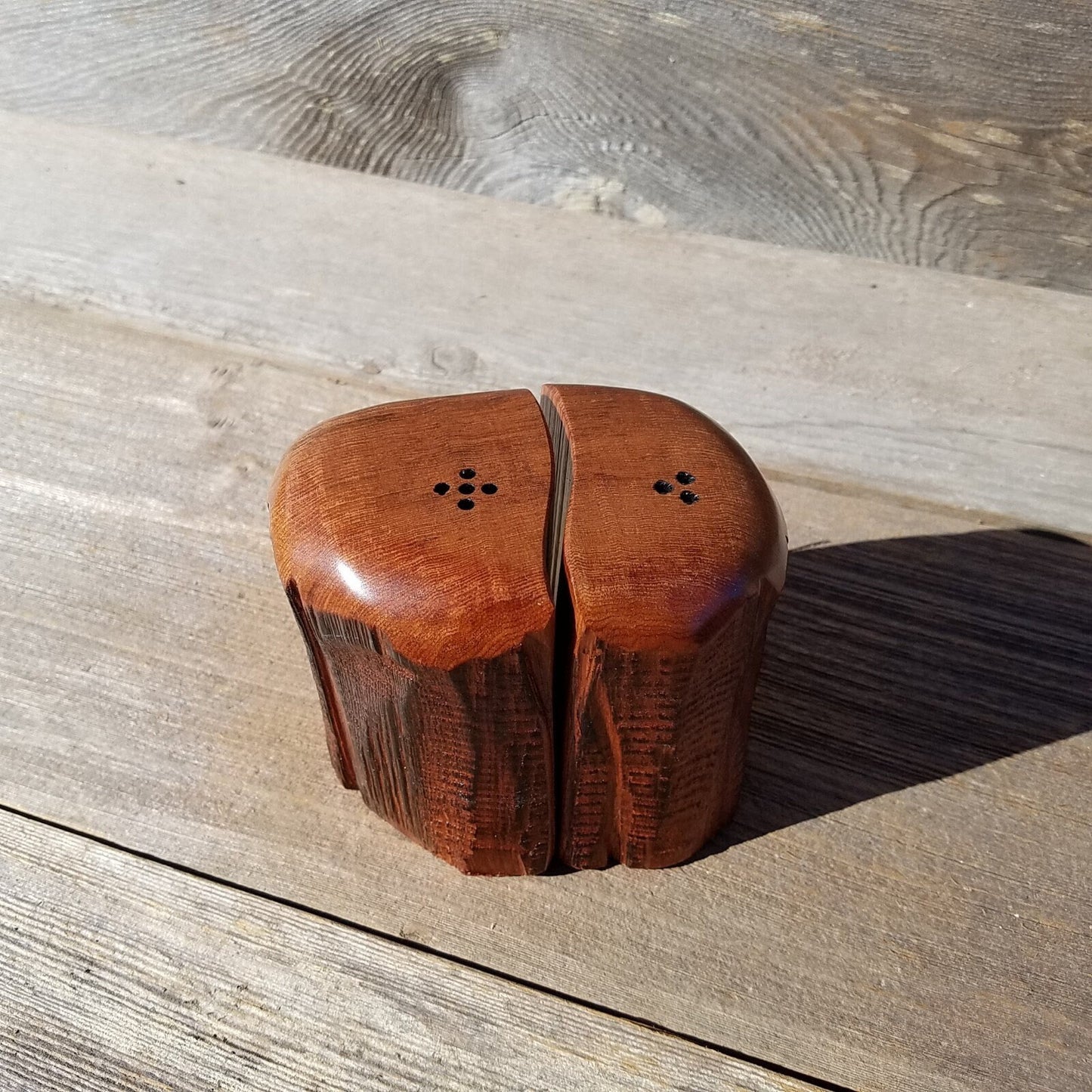 Wood Salt and Pepper Shakers Redwood Rustic Handmade #331 California Cabin Lodge Man Cave Camping Gift for Men