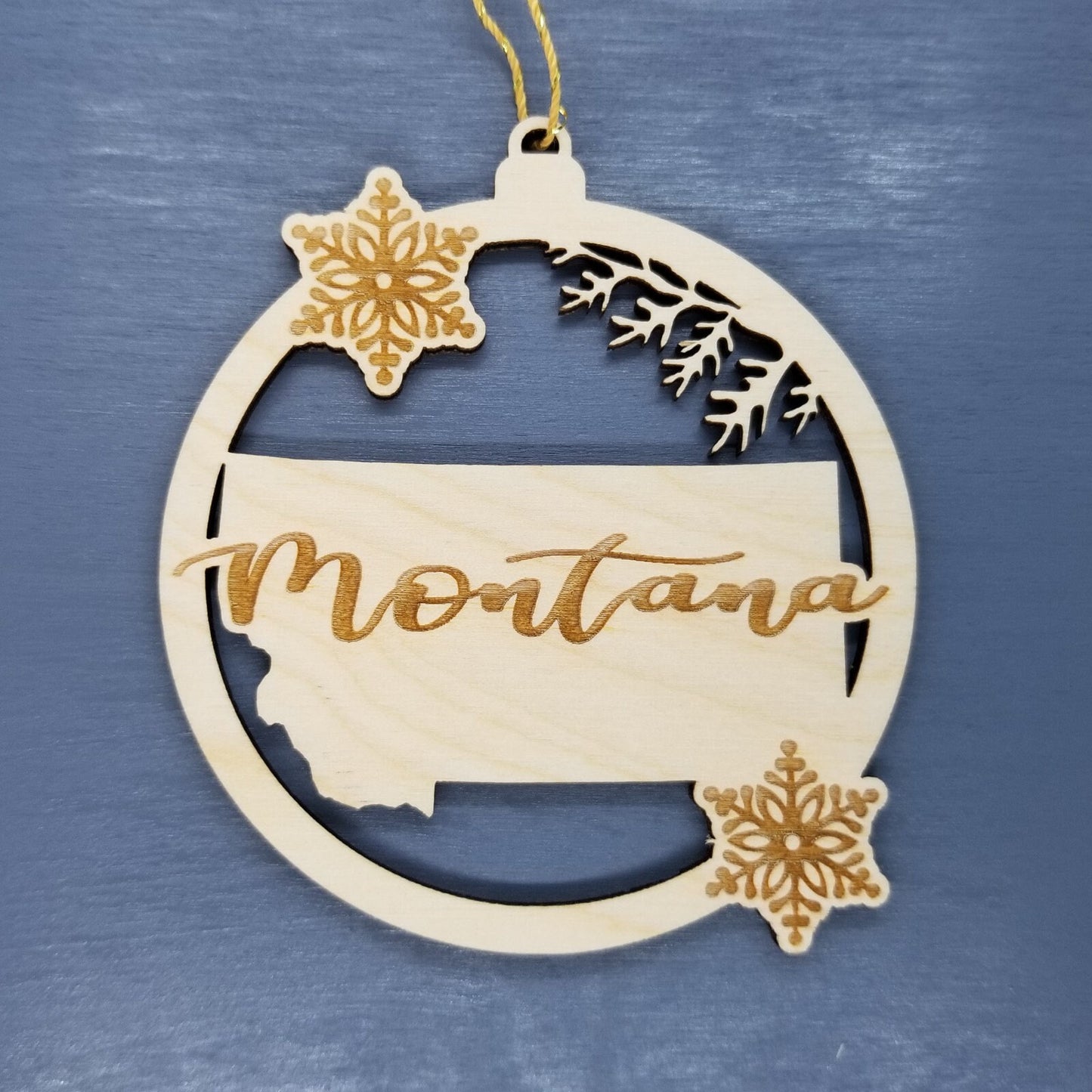 Wholesale Montana Ornament - State Shape with Snowflakes Cutout MT Souvenir