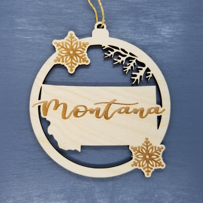 Wholesale Montana Ornament - State Shape with Snowflakes Cutout MT Souvenir