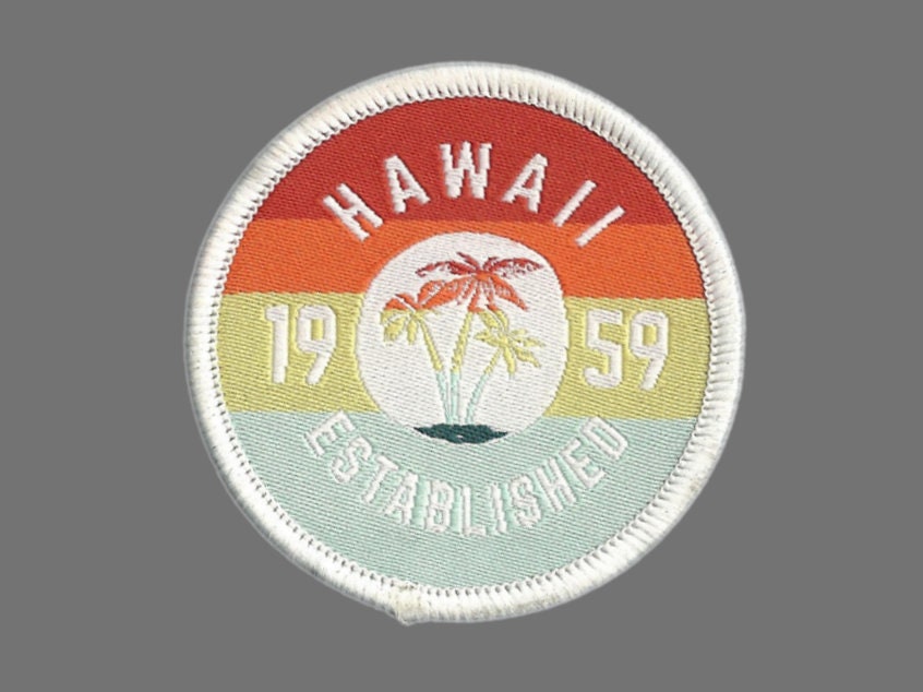 Hawaii Patch – HI Souvenir Travel Patch – Iron On – Applique 2"" Island Embellishment Souvenir Palm Trees Aloha