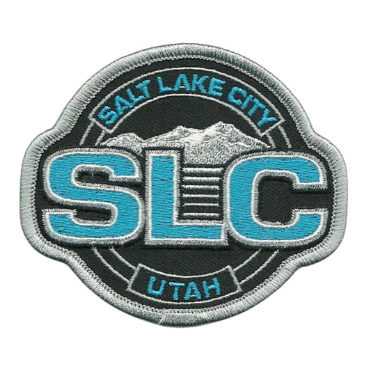 Salt Lake City Utah Patch – SLC UT Mountains – Travel Patch Iron On – UT Souvenir Patch – Embellishment Applique – Travel Gift 3.25"