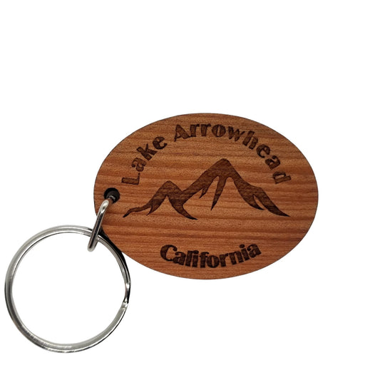 Lake Arrowhead Keychain CA Mountains Wood Keyring California Souvenir Resort San Bernardino Mountains National Forest Reservoir Key Tag Bag