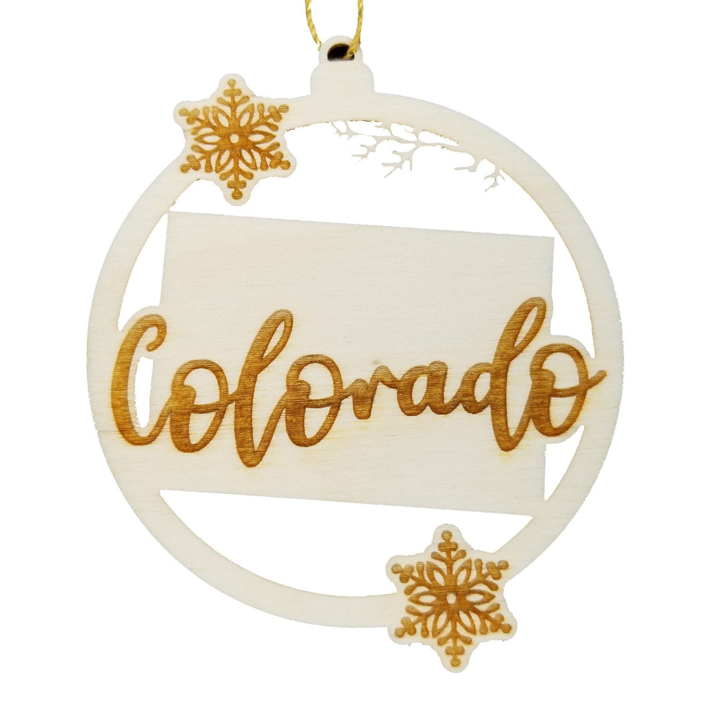 Wholesale Colorado Ornament - State Shape with Snowflakes Cutout CO Souvenir