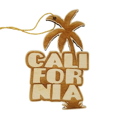 California State Christmas Ornament Bubble Spellout Letters Handmade Wood Ornament Made in USA Laser Cut Cutout Shape CA Souvenir