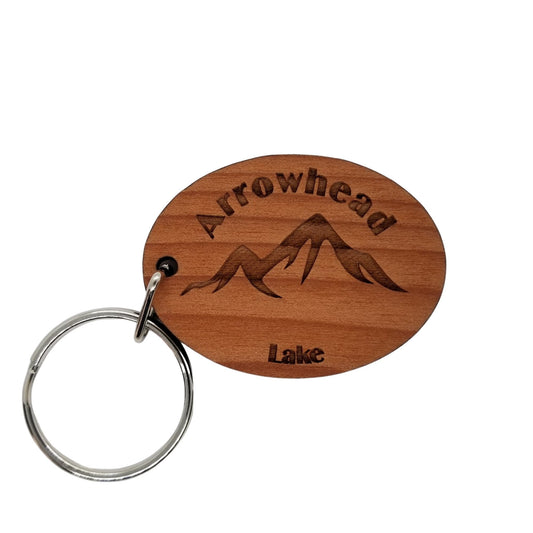 Arrowhead Lake Keychain Mountains Handmade Wood Keyring Pennsylvania Souvenir PA Pocono Mountains Resort Ski Skiing Skier Gift Hiking Tag