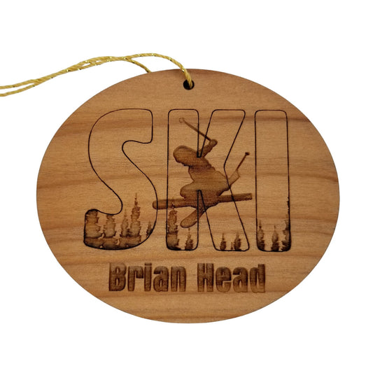 Brian Head Utah Ski Ornament - Handmade Wood Ornament - UT Souvenir - Ski Skiing Skier Trees Christmas Travel Gift