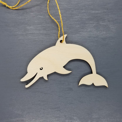 Wholesale Dolphin Ornament - Smiling Dolphin Horizontal Wood Souvenir