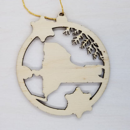 Wholesale New York Wood Ornament - NY State Shape with Snowflakes Cutout - Wood Souvenir