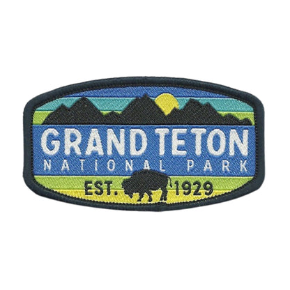 Wyoming Patch – Grand Teton National Park WY Travel Souvenir Patch 2.75" Iron On Sew On Embellishment Applique Buffalo Bison