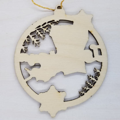 Wholesale Louisiana Wood Ornament -  LA State Shape with Snowflakes Cutout - Wood Souvenir