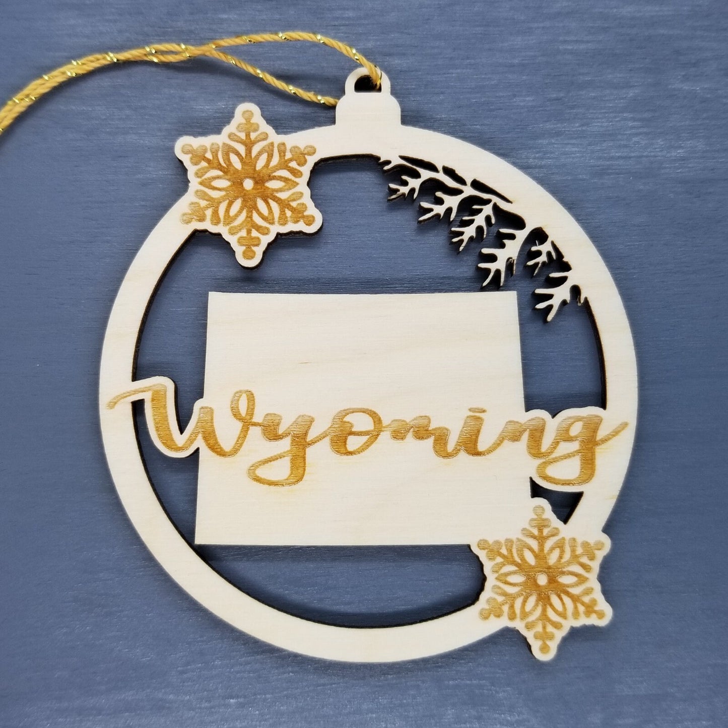 Wholesale Wyoming Ornament - State Shape with Snowflakes Cutout WY Souvenir