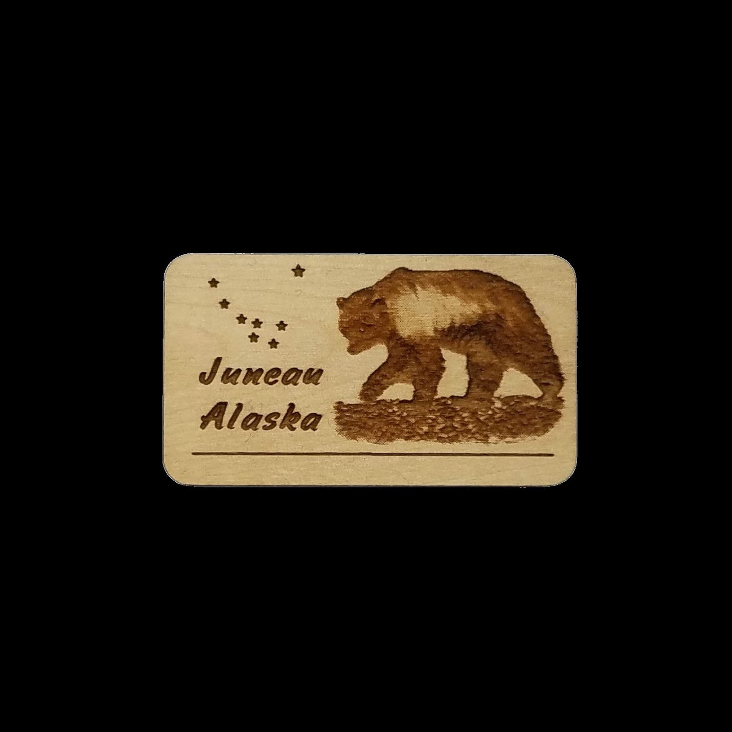 Wood Magnet Juneau Bear Eagle Refrigerator Magnet - Souvenir Magnet