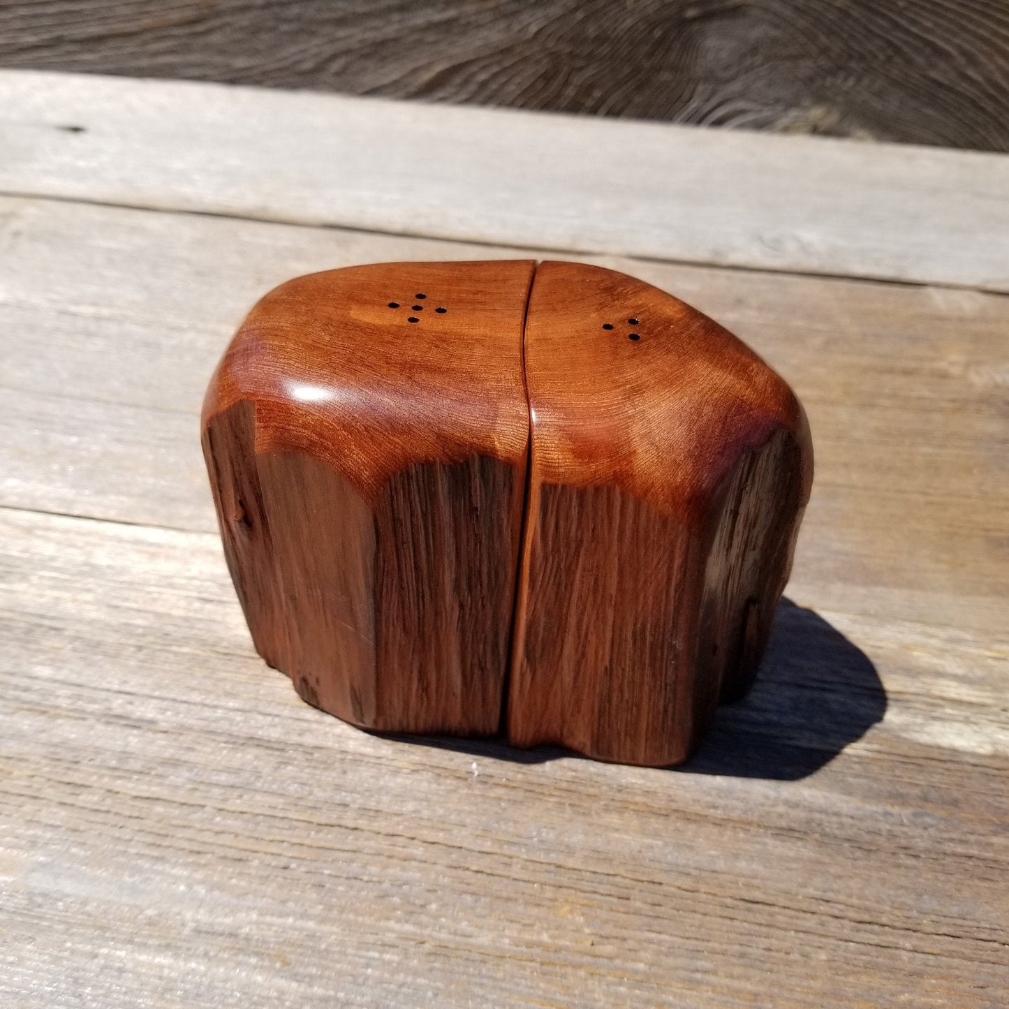 Wood Salt and Pepper Shakers Redwood Rustic Handmade #478 California Cabin Lodge Man Cave Camping Gift for Men