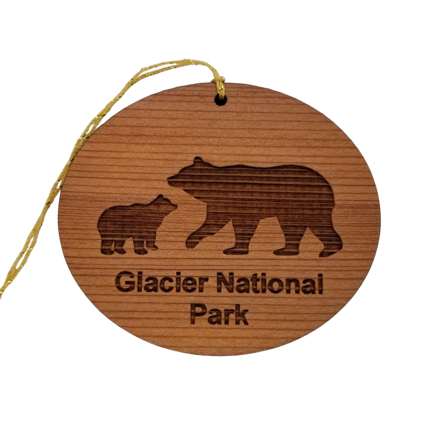 Wholesale Glacier National Park Ornament - Mama Bear and Cub - Wood Souvenir