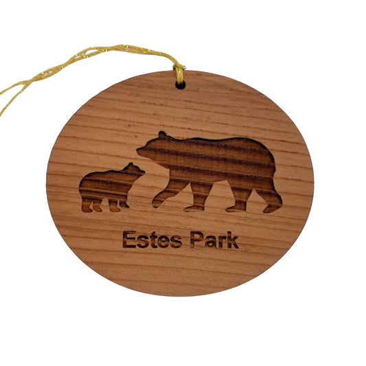 Wholesale Estes Park Ornament With Mama Bear and Cub Wood Rocky Mountain National Park Colorado Souvenir