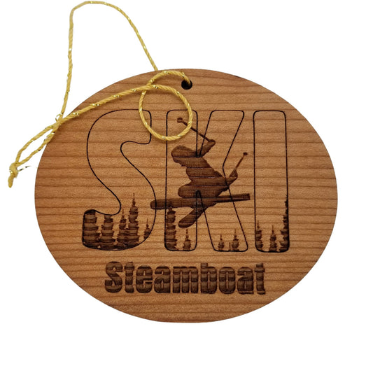 Wholesale Steamboat CO Ski Resort Colorado Ski Ornament - Handmade Wood Souvenir