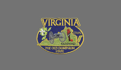 Virginia Patch – VA State Travel Patch Souvenir Applique 3" Iron On The Old Dominion State Richmond Cannon Cardinal Flowering Dogwood