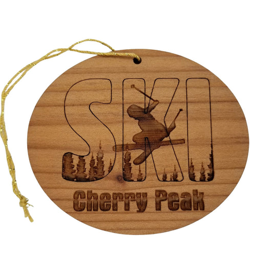 Wholesale Cherry Peak Utah Ski Ornament - Handmade Wood UT Souvenir