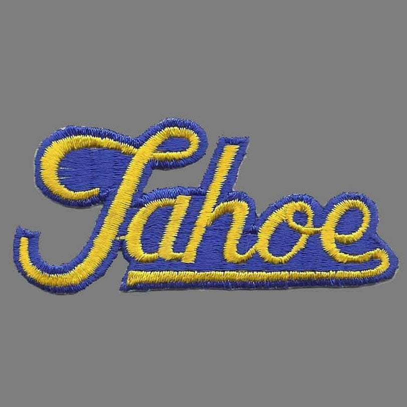 Tahoe Patch – Script Blue and Yellow – Iron On Travel California Souvenir Patch – CA Spell out Font Spellout Nevada NV