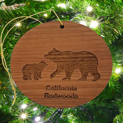 Wholesale Bear and Cub Wood Ornament - California Redwood Souvenir