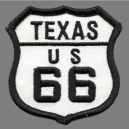 Texas Patch - Route 66 – Iron On US Road Sign Travel Patch – TX Souvenir 2.5"