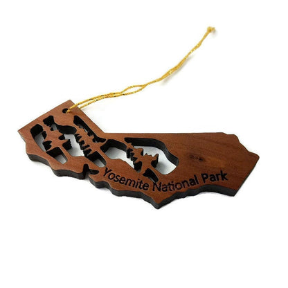 Yosemite National Park California State Shape Souvenir Christmas Ornament Laser Cut Handmade Wood Ornament Made in USA