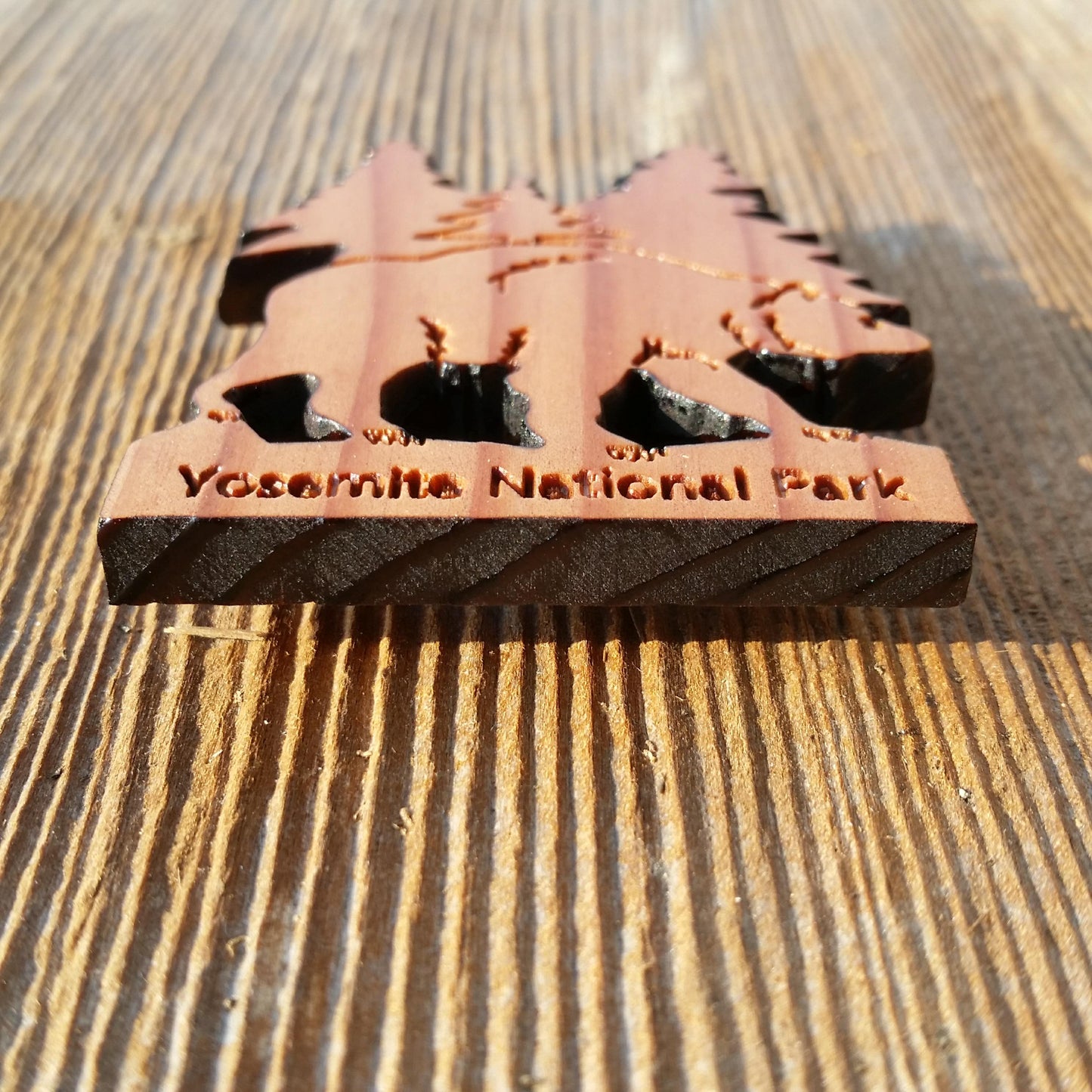 Yosemite National Park Bear and Trees Wood Refrigerator Magnet Made in USA California Redwood Handmade Souvenir