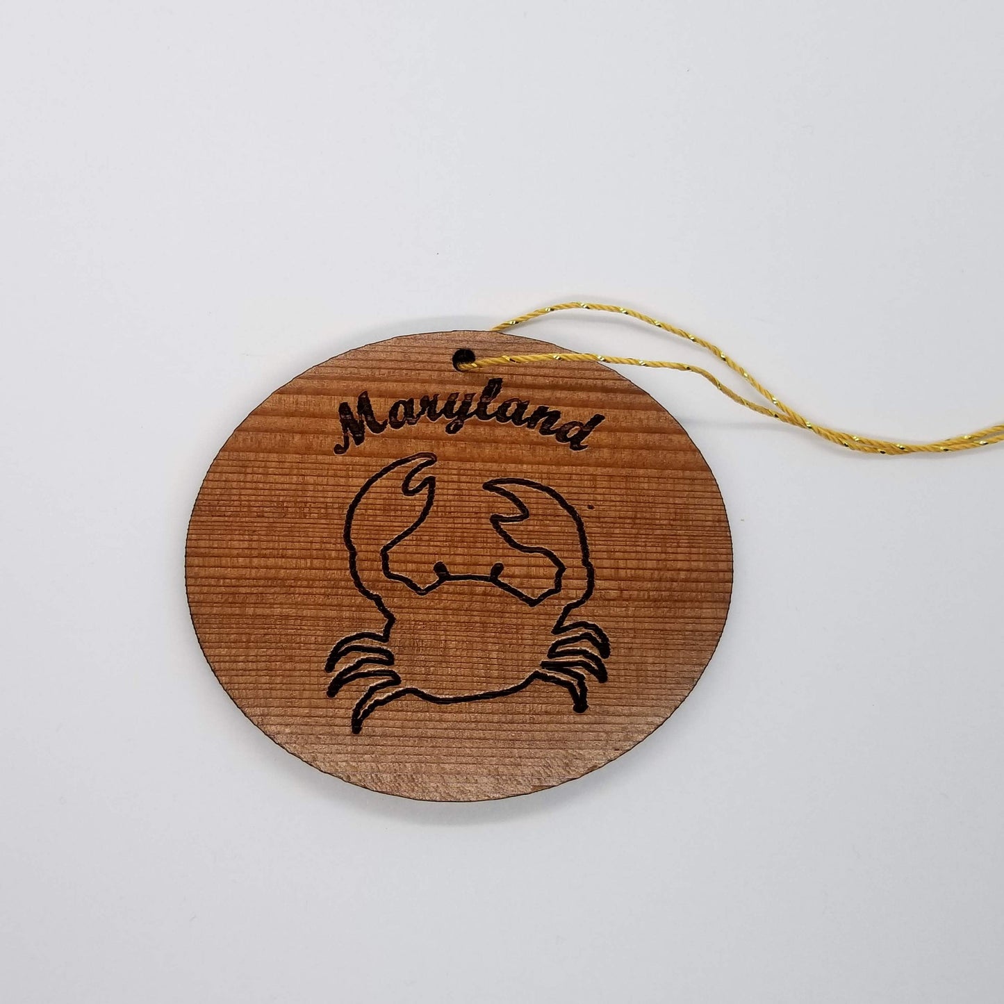 Maryland Crab Christmas Ornament California Redwood Laser Cut Handmade Wood Ornament Made in USA