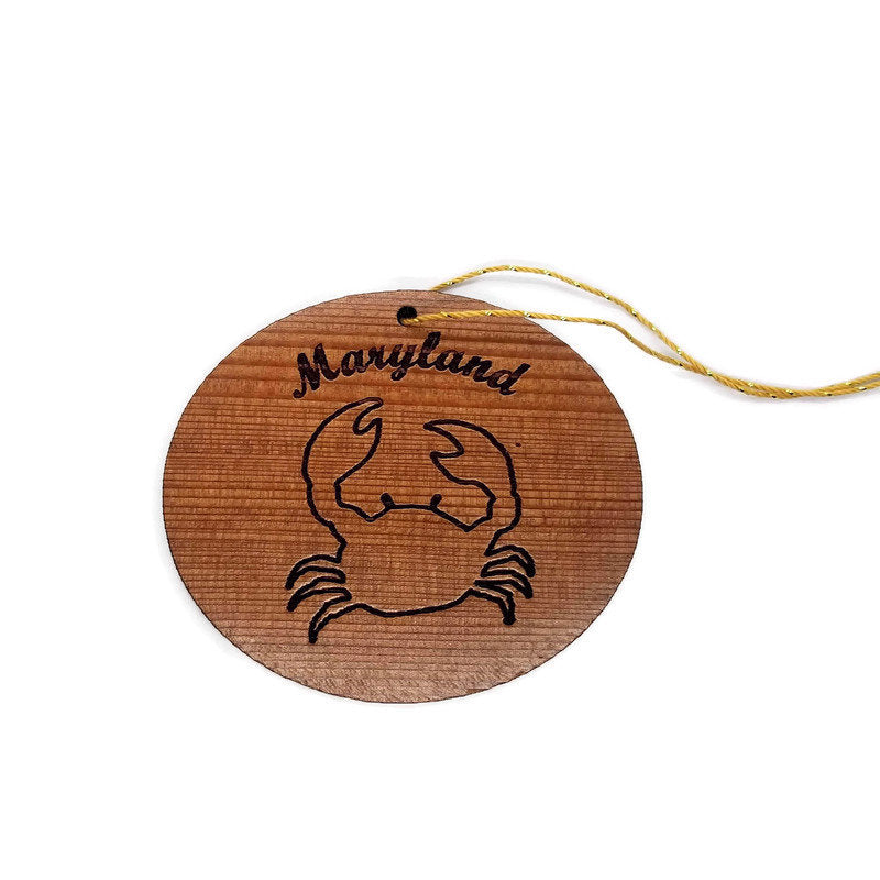 Maryland Crab Christmas Ornament California Redwood Laser Cut Handmade Wood Ornament Made in USA