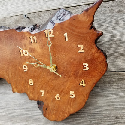 Redwood Clock Handmade Wall Hanging Rustic Live Edge #157