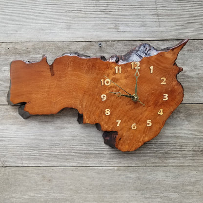 Redwood Clock Handmade Wall Hanging Rustic Live Edge #157