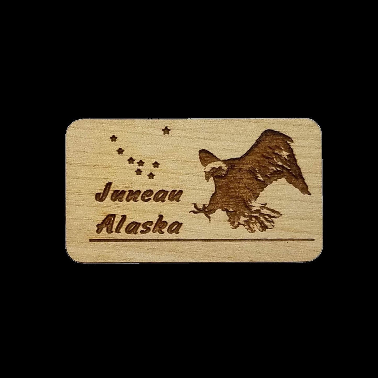 Wood Magnet Juneau Alaska Eagle Refrigerator Magnet - Souvenir Magnet