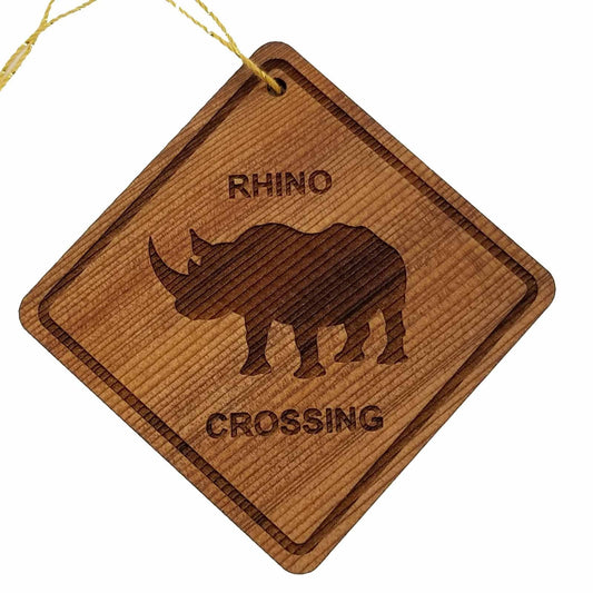 Wholesale Rhino Crossing Ornament - Rhinoceros Ornament - Wood Souvenir