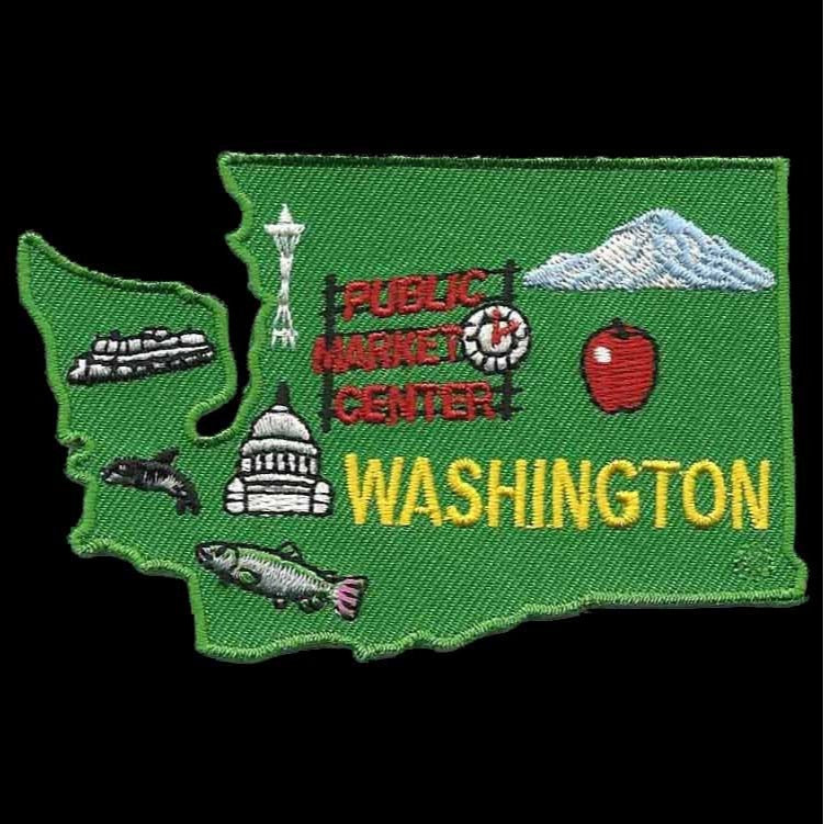 Washington Patch – WA State Shape - Washington Souvenir Travel – Washington Map Badge