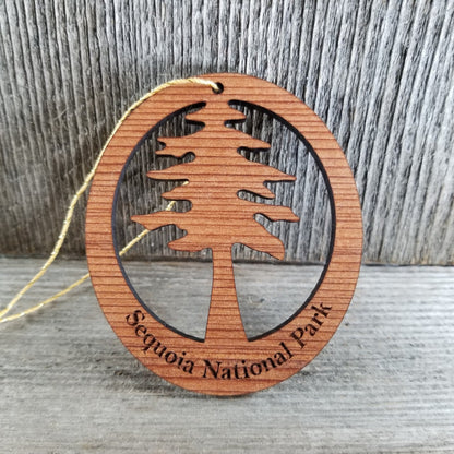 Sequoia National Park Redwood Ornament Redwood Tree - Oval California Redwood - Laser Cut Handmade Wood Ornament - Made in USA