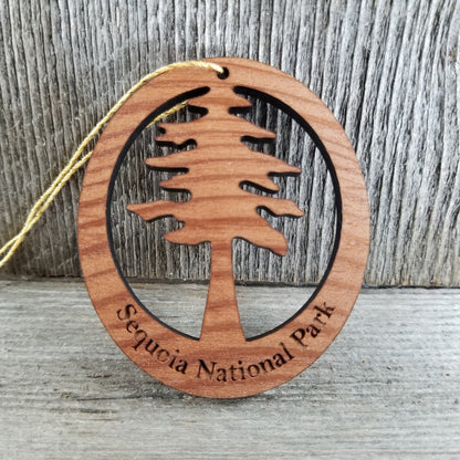 Sequoia National Park Redwood Ornament Redwood Tree - Oval California Redwood - Laser Cut Handmade Wood Ornament - Made in USA