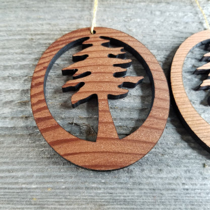 Sequoia National Park Redwood Ornament Redwood Tree - Oval California Redwood - Laser Cut Handmade Wood Ornament - Made in USA