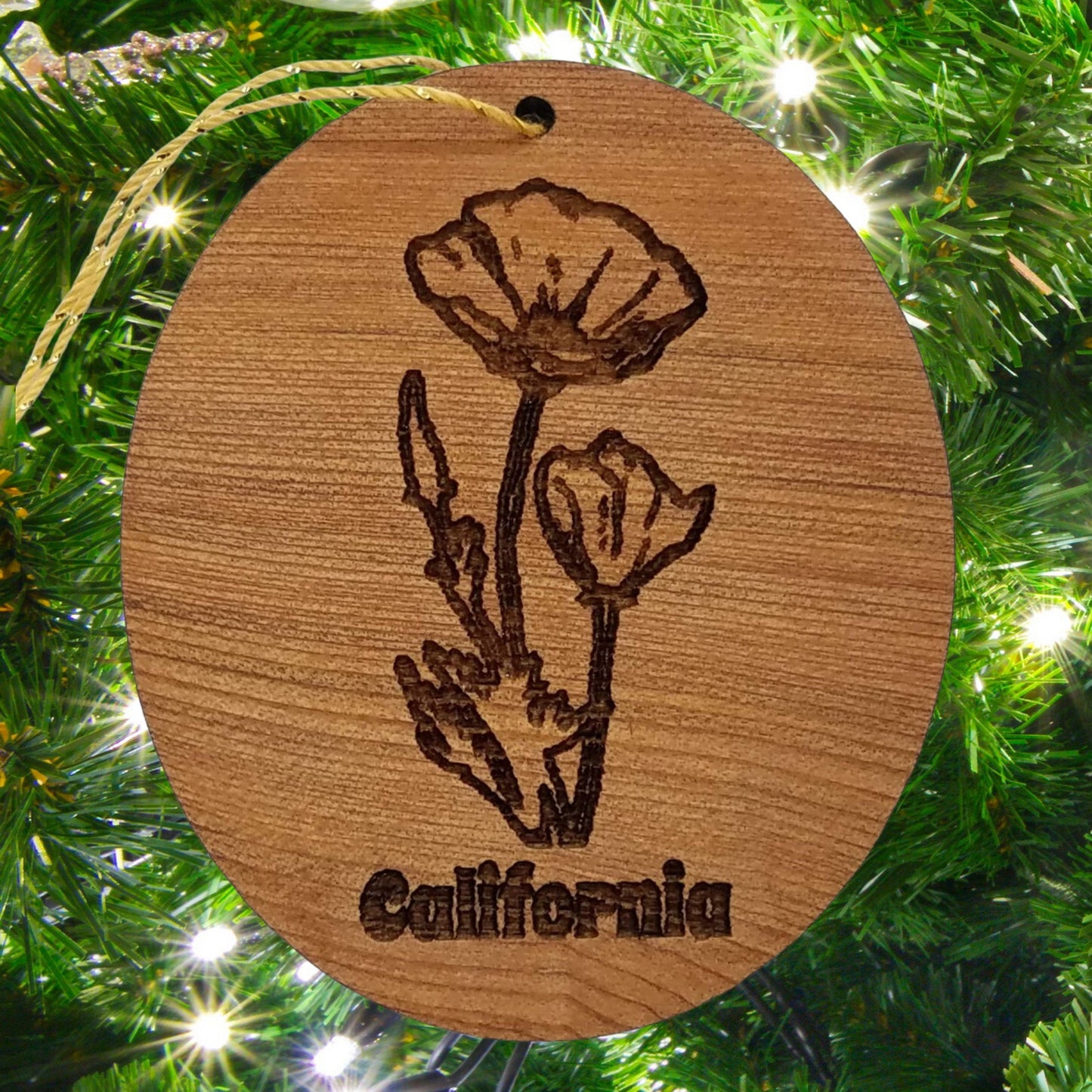 Wholesale California Poppy Ornament - Poppies - CA State Flower Wood Souvenir