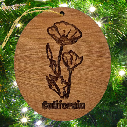 Wholesale California Poppy Ornament - Poppies - CA State Flower Wood Souvenir