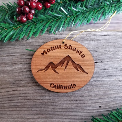 Mount Shasta Mountains Ornament Handmade Wood Ornament California Souvenir CA Christmas Ornament