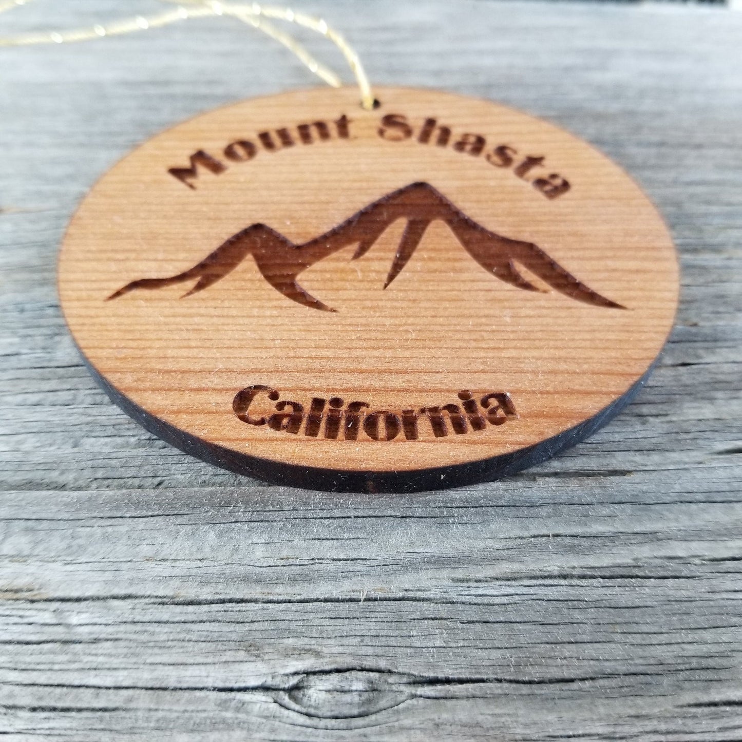 Mount Shasta Mountains Ornament Handmade Wood Ornament California Souvenir CA Christmas Ornament