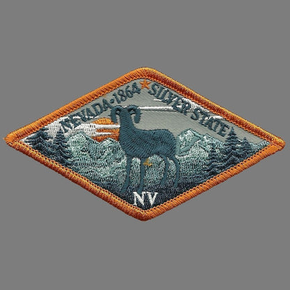 Nevada Patch – The Silver State – Travel Patch Iron On – NV Souvenir Patch – Embellishment Applique – Diamond 4″