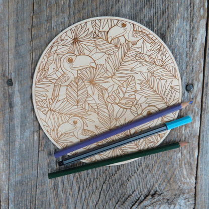 Color Your Own Wood Art - DIY - Wood - Coloring Project - Craft Supply - Adult Craft Project - Kids Crafts - Island Toucan Relaxation Gift