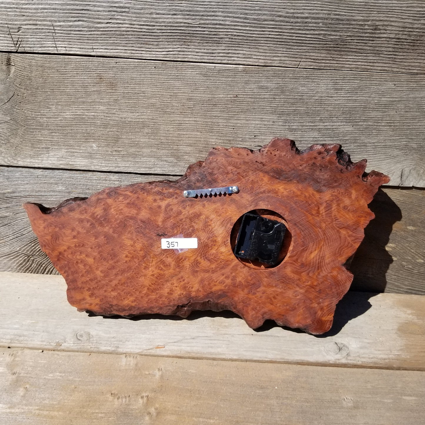 Redwood Clock Handmade Wall Hanging Rustic Wedding Gift Burl Live Edge #357 Mini Wall Clock - California Redwood - Anniversary Gift